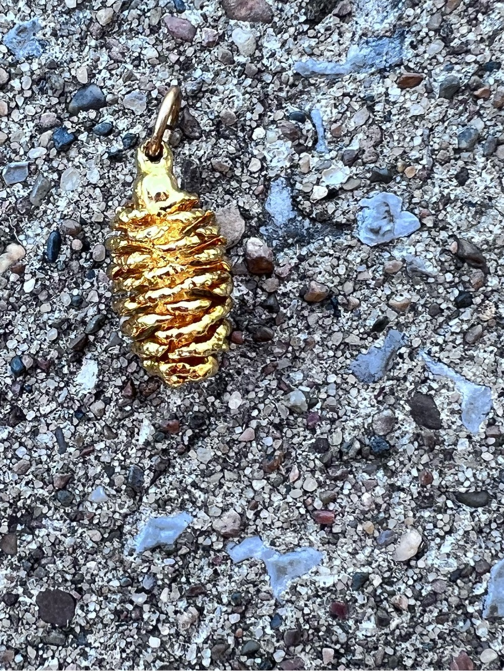 Vintage Gold plated 24k Pinecone Charm Pendant